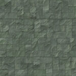 Moss outdoor stone cladding seamless surface. Stone tiles facing house wall.