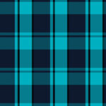 Blue fustian clothes fabric surface pattern. Checkered material backdrop. Woolen cotton wear textile background. Seamless flannel texture.