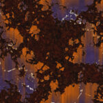 Purple lilac metal texture. Grunge weathered metallic background. Painted rusty wall backdrop. Corroded dirty steel sheet.