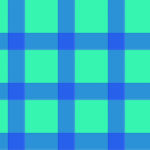 Blue turquoise fustian clothes fabric surface pattern. Checkered material backdrop. Woolen cotton wear textile background. Seamless flannel texture.