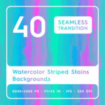 40 Watercolor Striped Stains Backgrounds Square Cover
