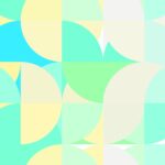 Blue yellow green colored modern geometry half circles backgrounds. Rounded colorful creative design texture. Simple geometric graphic backdrop. Awesome color curves education surface. Amazing multicolor school pattern.