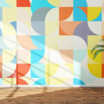 Room Wallpaper with Quarters Geometric Backgrounds