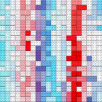 Blue red white plastic building blocks background. Toy bricks texture. Colored plastic pieces backdrop. Colorful brick block toys pattern. Happy creative child puzzle surface design. Like Lego.