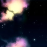 Yellow pink blue night cloud with stars background. Night sky stars backdrop. Cosmos skyscape pattern. Nightscape creative design.