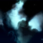 Sky blue nightscape creative design. Night cloud with stars background. Night sky stars backdrop. Cosmos skyscape pattern.