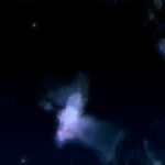 Blue cosmos skyscape pattern. Nightscape creative design. Night cloud with stars background. Night sky stars backdrop.