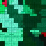 Green red colorful brick block toys pattern. Happy creative child puzzle surface design. Plastic building blocks background. Toy bricks texture. Colored plastic pieces backdrop. Like Lego.