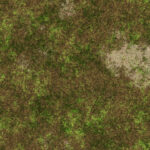 Dry glade land with grass seamless background. Ecology terrain backdrop. Summer desert with mossy cracks surface. Hot grunge weather climate pattern. Cracked ground with moss texture.