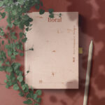 Book Folder Design with Red Flowers Paper Textures
