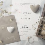 Invitation Card Design with Red Flowers Paper Textures