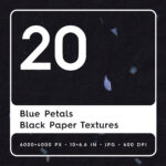 20 Blue Petals Black Paper Textures Square Cover