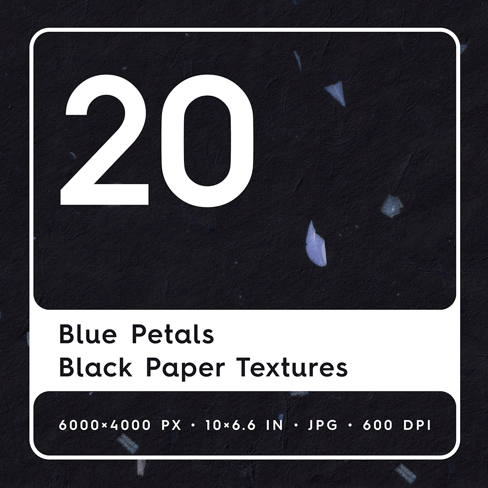 20 Blue Petals Black Paper Textures Square Cover