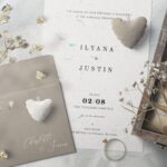 Invitation Card Design with Blue Flowers Paper Textures Backgrounds
