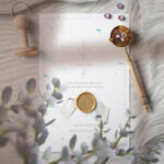 Invitation Card Design with Blue Flowers Paper Textures Backgrounds