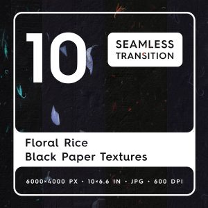 10 Floral Black Rice Paper Textures Square Cover