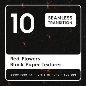 10 Red Flowers Black Paper Textures Square Cover