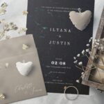 Invitation Card with Turquoise Flowers Paper Texture Backgrounds