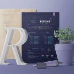 Resume Design with Turquoise Flowers Paper Texture Backgrounds