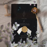 Invitation Card with Turquoise Flowers Paper Texture Backgrounds
