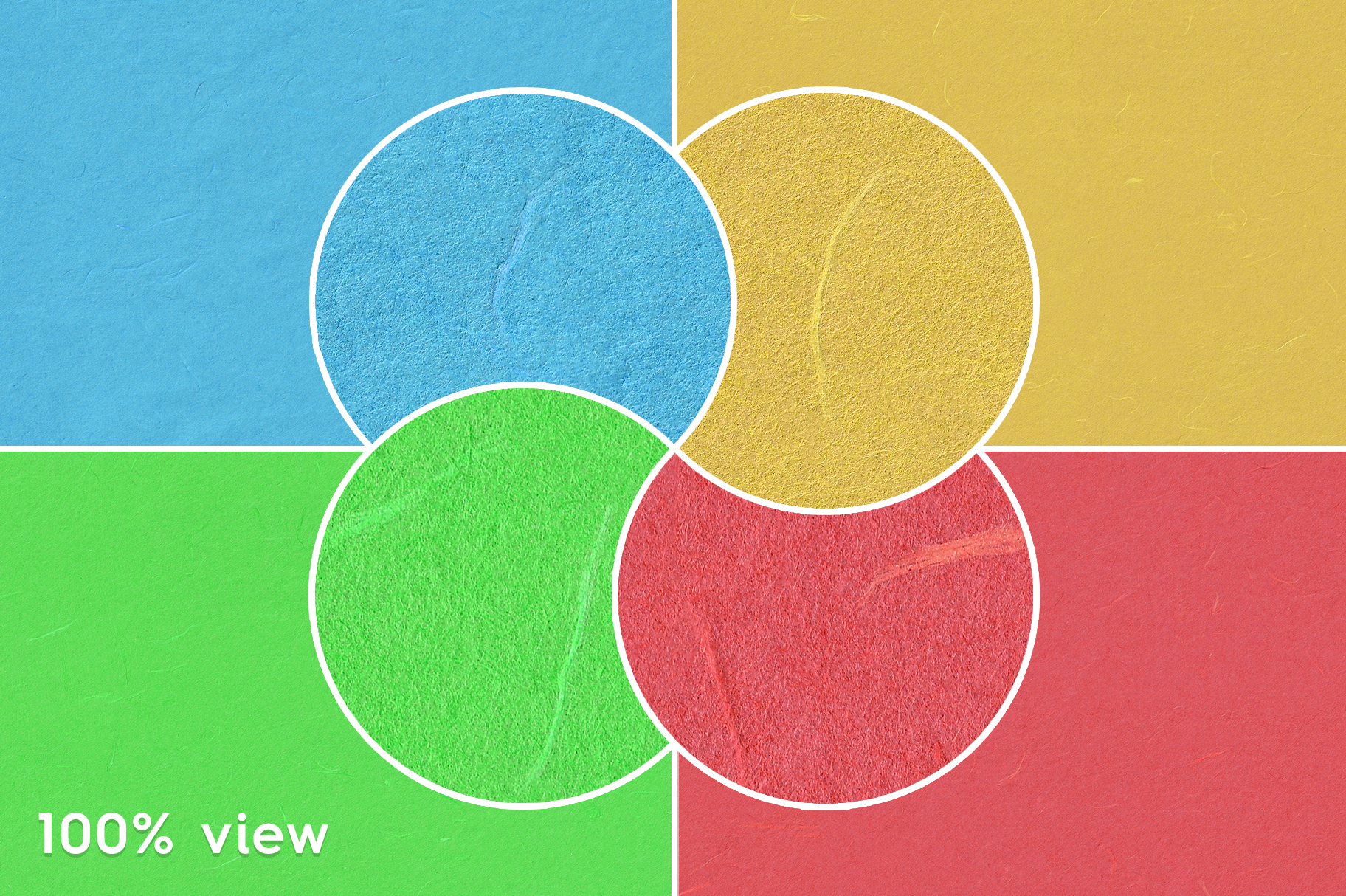 40 Bright Color Rice Paper Textures 100% Zoom View