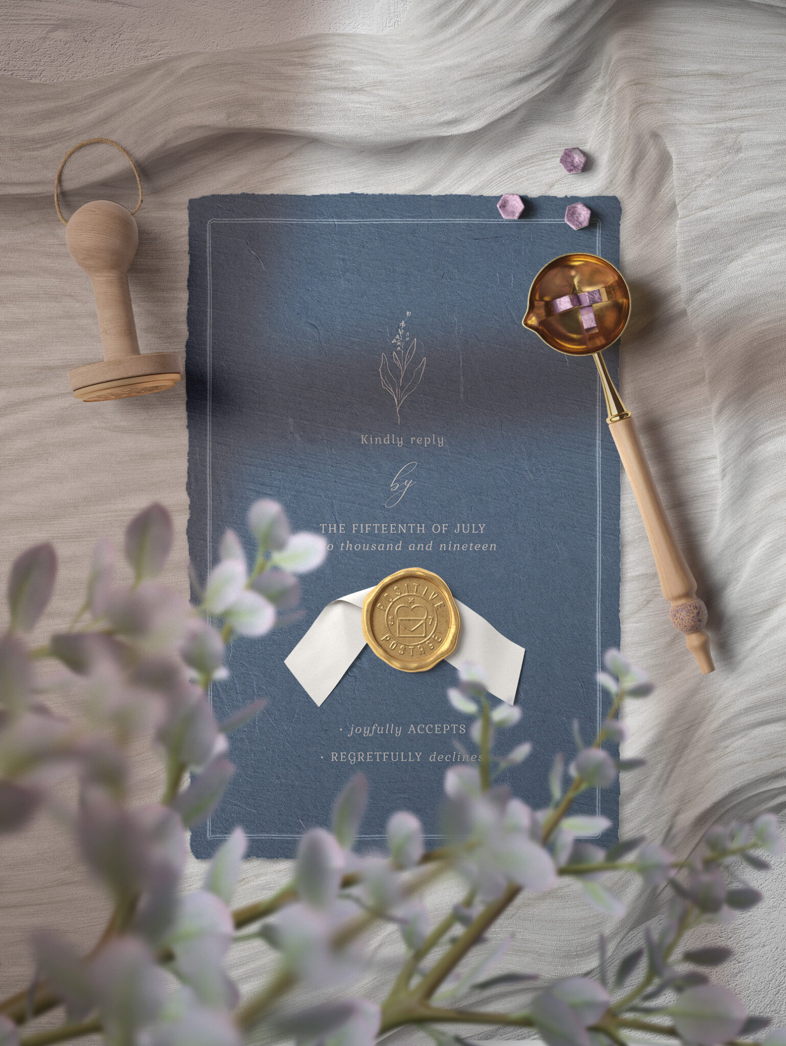 Invitation Card with 40 Dark Color Rice Paper Textures