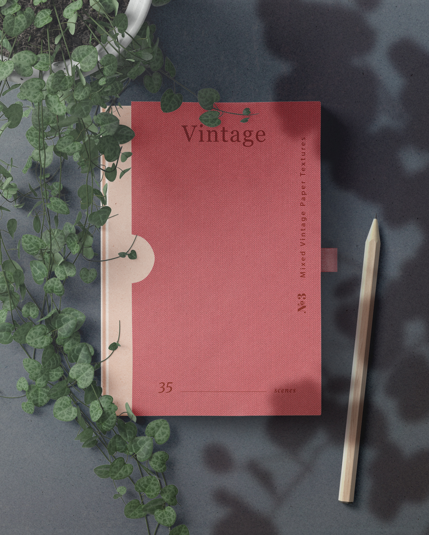 Book Folder with 40 Mixed Vintage Paper Texture Backgrounds