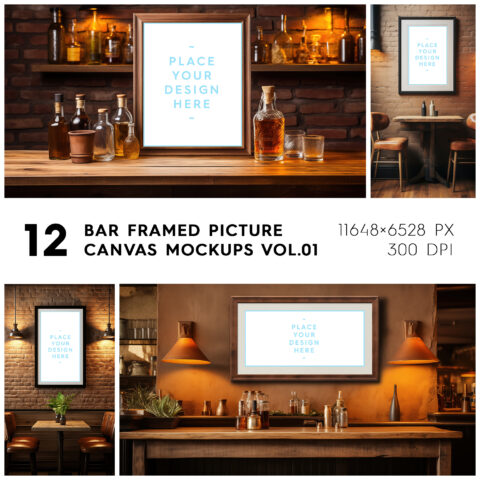 Bar Framed Canvas Picture Mockup Vol.01 Square Cover