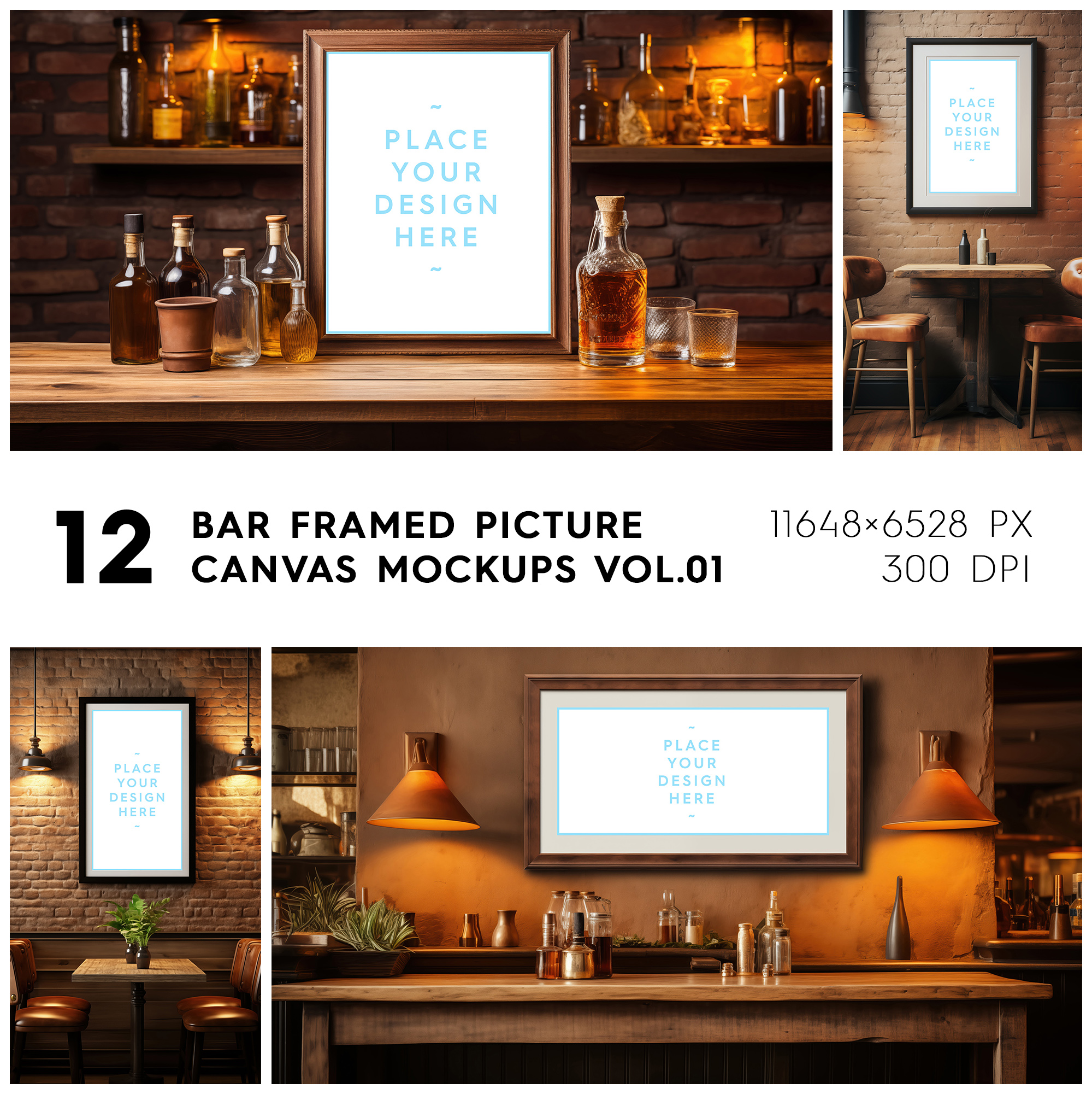 Bar Framed Canvas Picture Mockup Vol.01 Square Cover