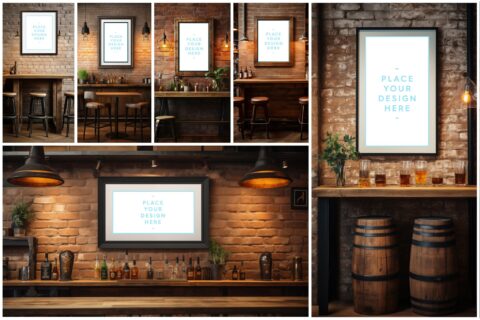 Bar Framed Canvas Picture Mockup Vol.01 Samples Preview - Part 03
