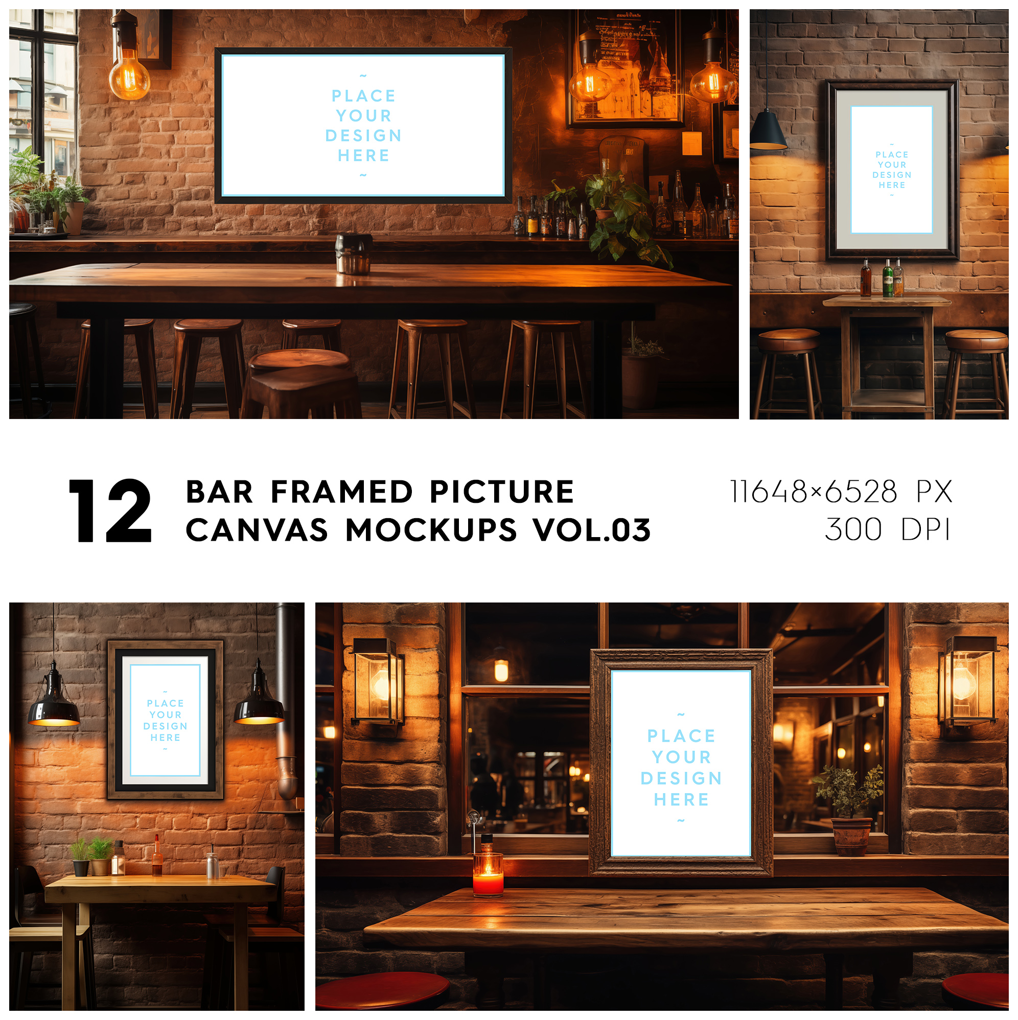 12 Bar Framed Canvas Picture Mockups Vol.03 Square Cover