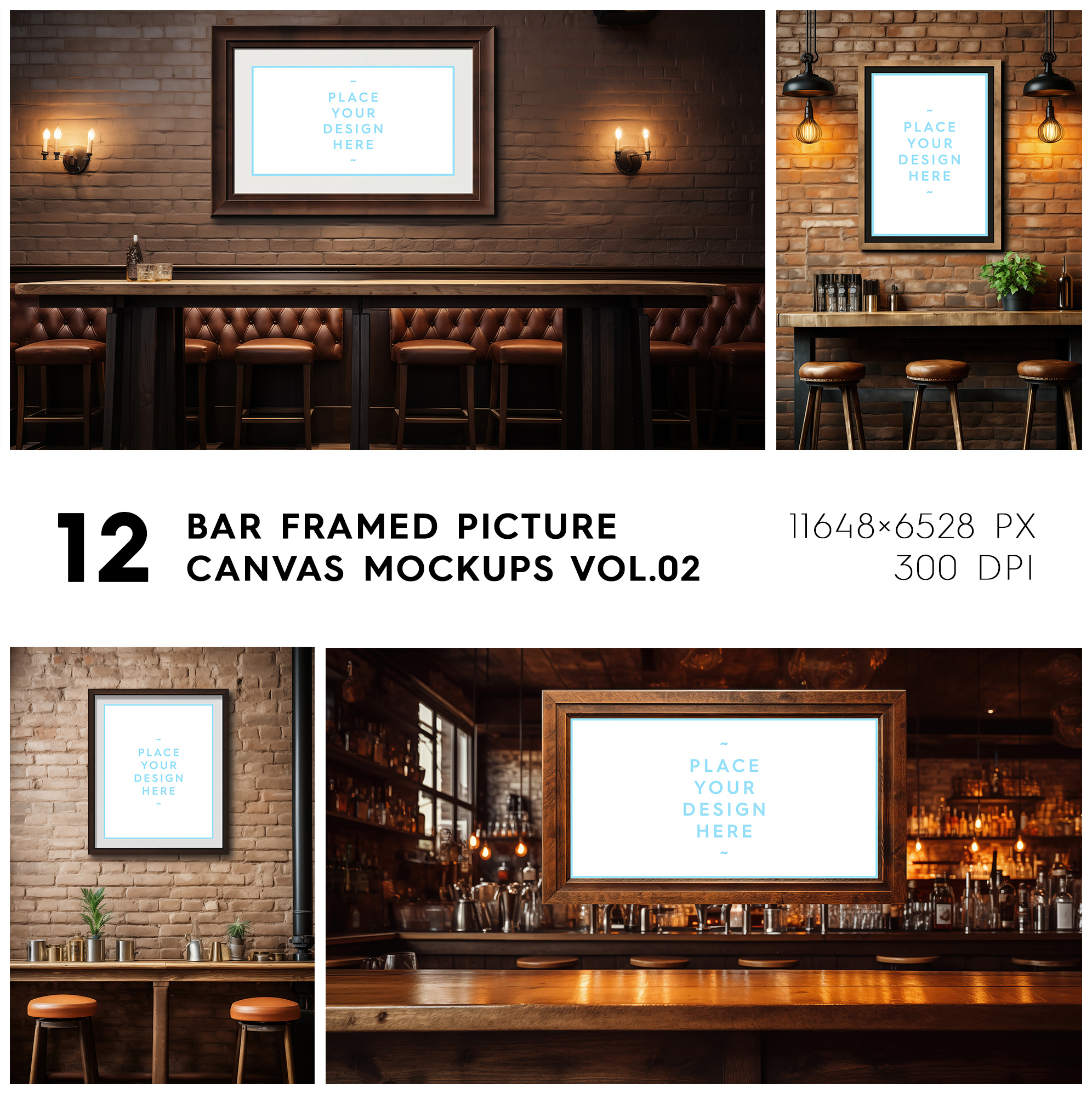 Bar Framed Canvas Picture Mockups Vol.02 Square Cover