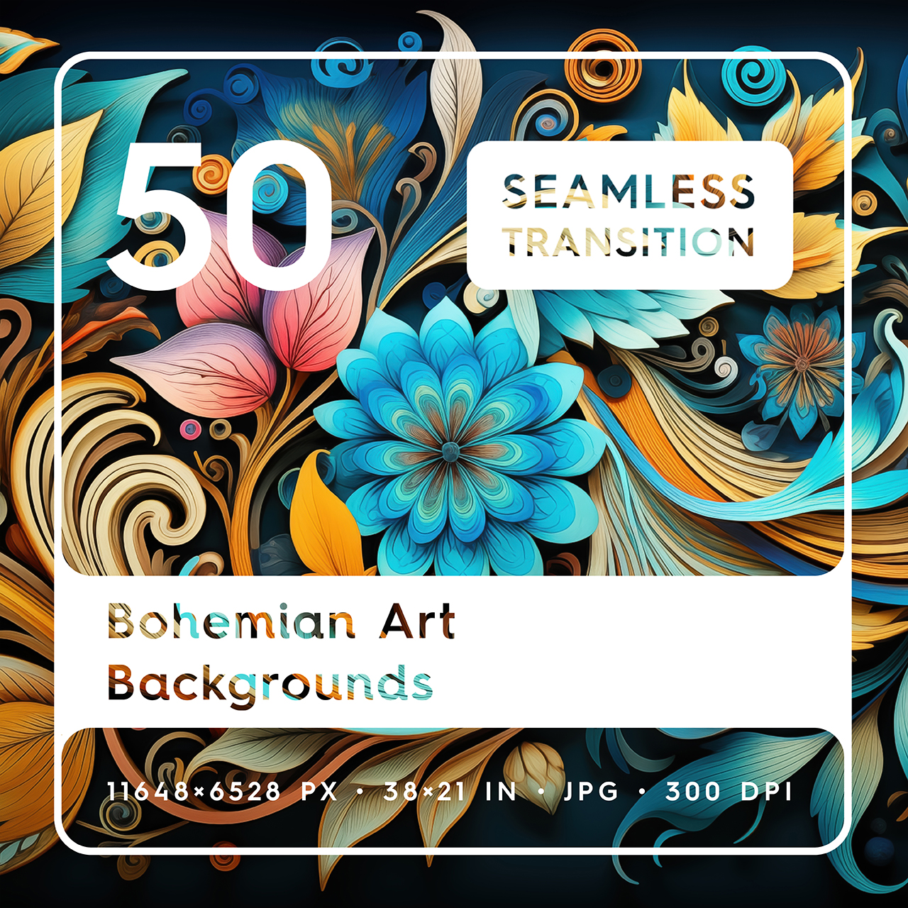 50 Bohemian Art Backgrounds Square Cover