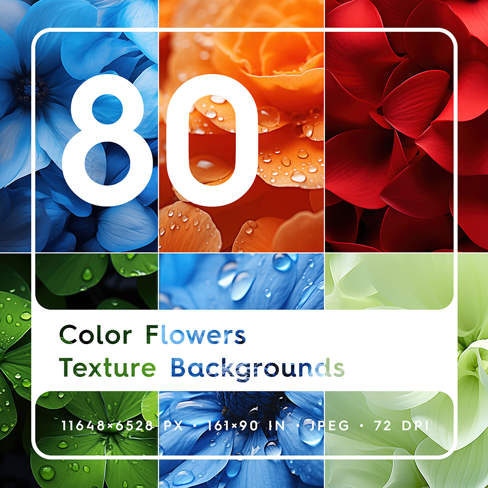 80 Color Flowers Texture Backgrounds Square Cover