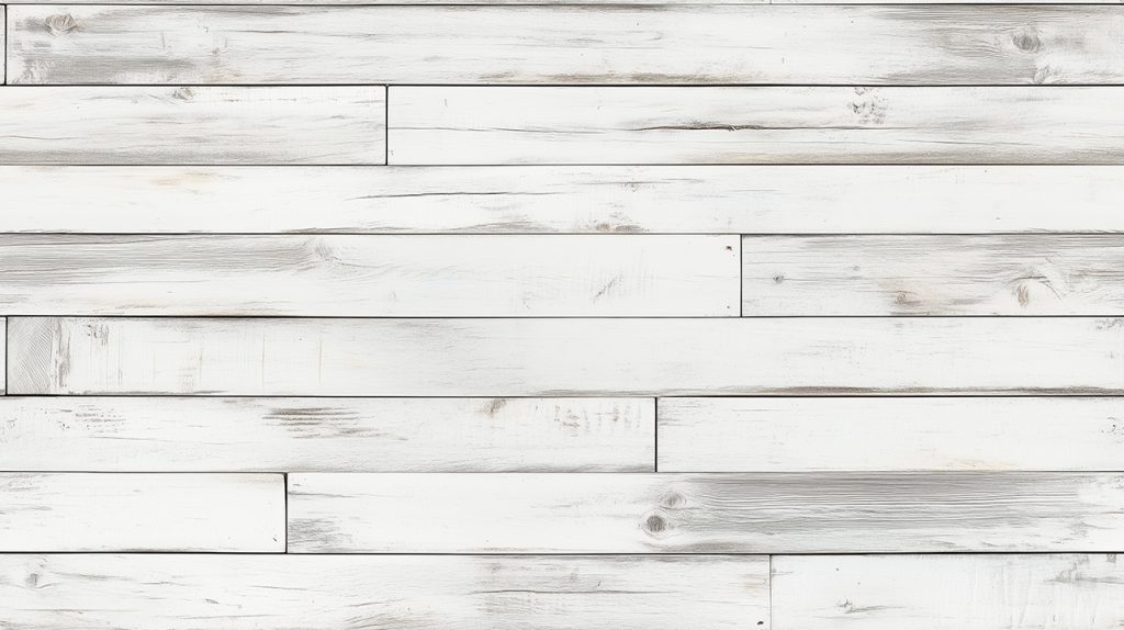 Whitewashed wooden planks arranged horizontally. The texture shows natural wood grain and knots, creating a rustic and clean aesthetic.