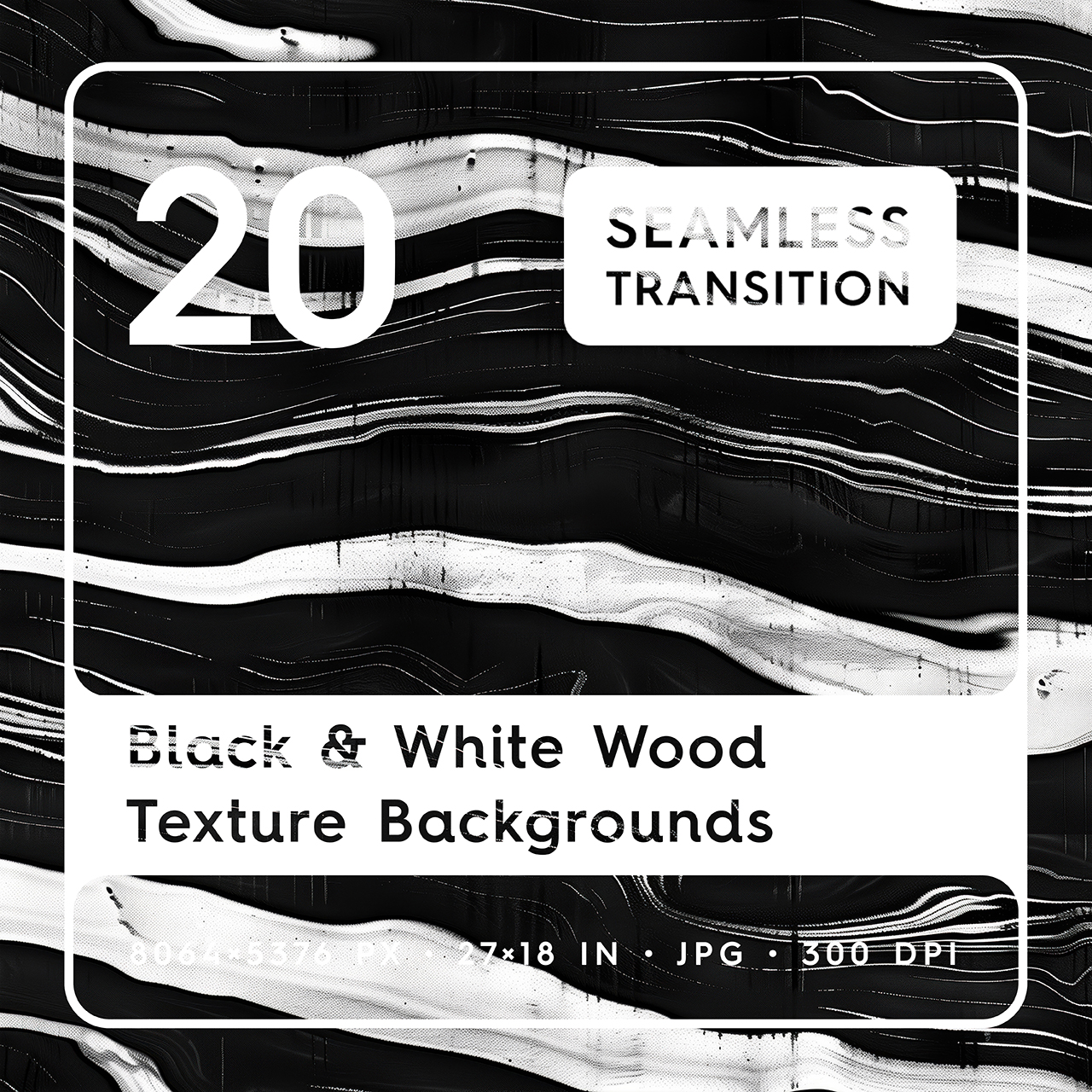 20 Black and White Wood Texture Backgrounds Square Cover