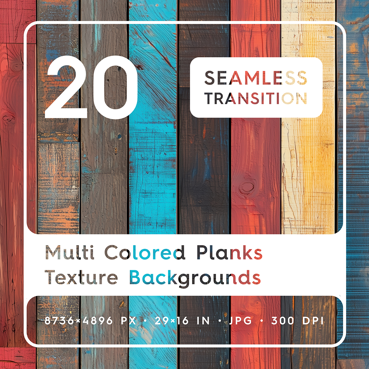 20 Multi Colored Planks Texture Backgrounds Square Cover