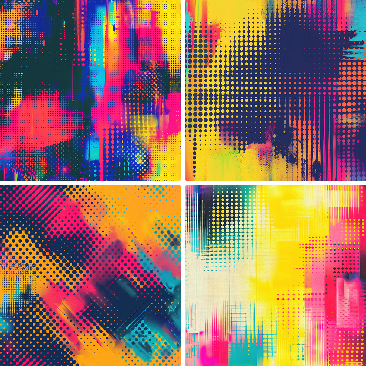 20 Vibrant Halftone Glitch Backgrounds Samples Preview Part 02