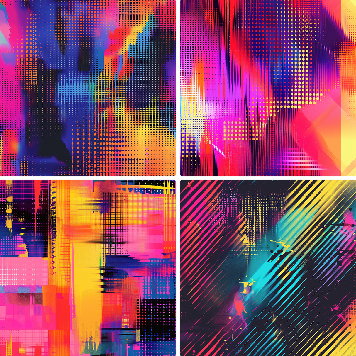 20 Vibrant Halftone Glitch Backgrounds Samples Preview Part 03