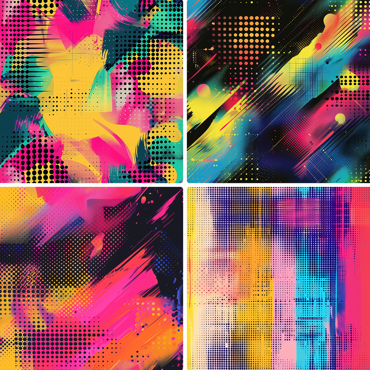 20 Vibrant Halftone Glitch Backgrounds Samples Preview Part 04