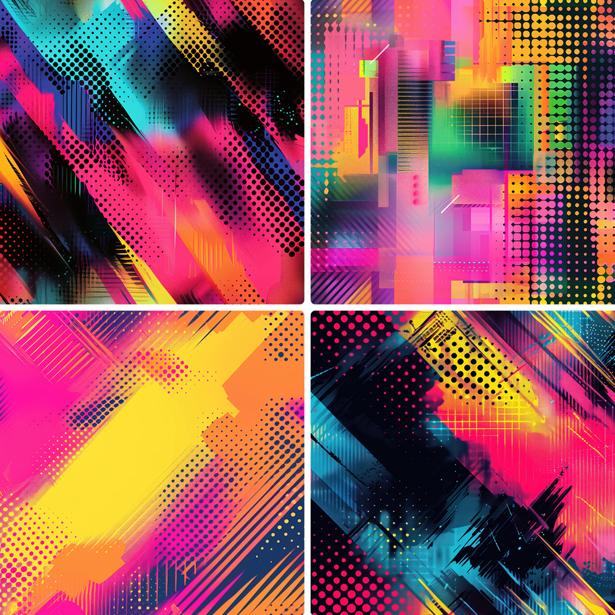 20 Vibrant Halftone Glitch Backgrounds Samples Preview Part 05