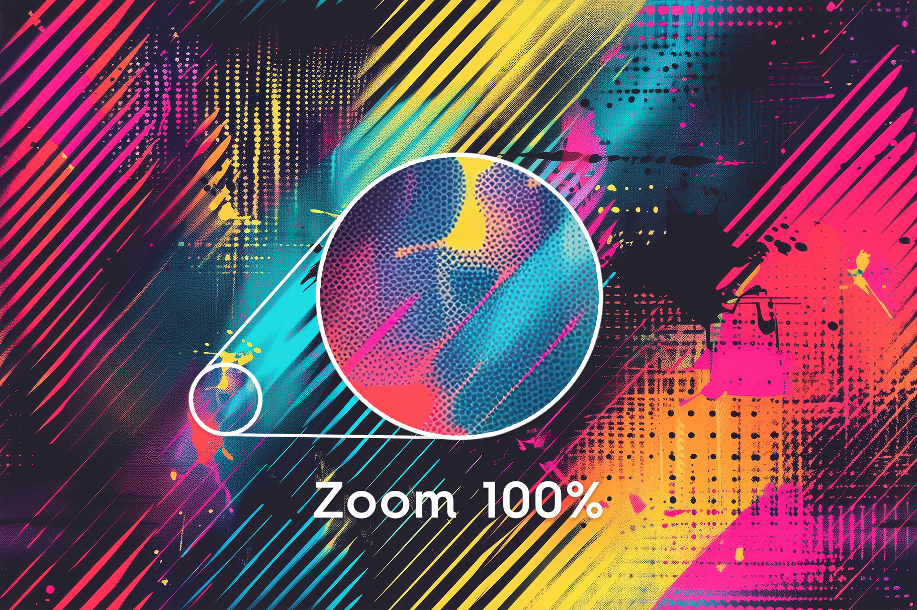 20 Vibrant Halftone Glitch Backgrounds 100% Zoom Preview