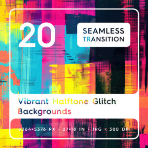 20 Vibrant Halftone Glitch Backgrounds Square Cover