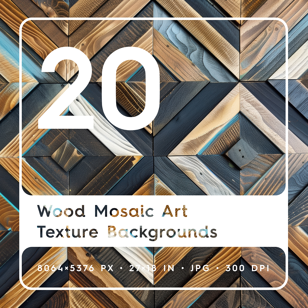 20 Wood Mosaic Art Texture Backgrounds Square Cover