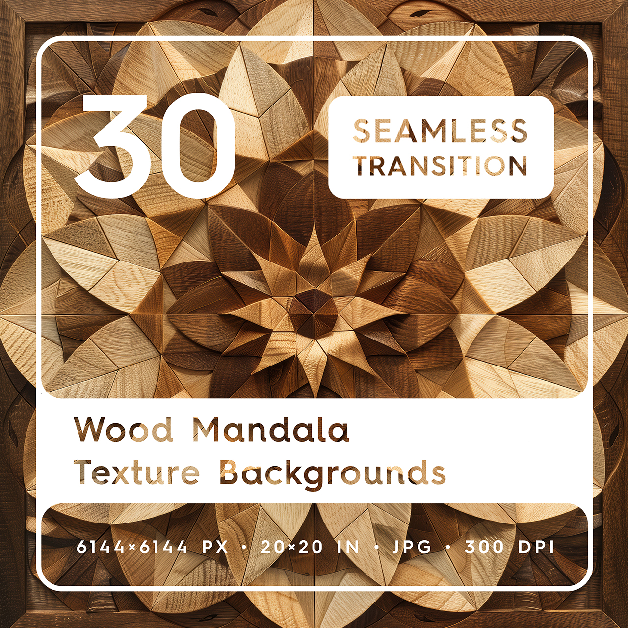 30 Wood Mandala Texture Backgrounds