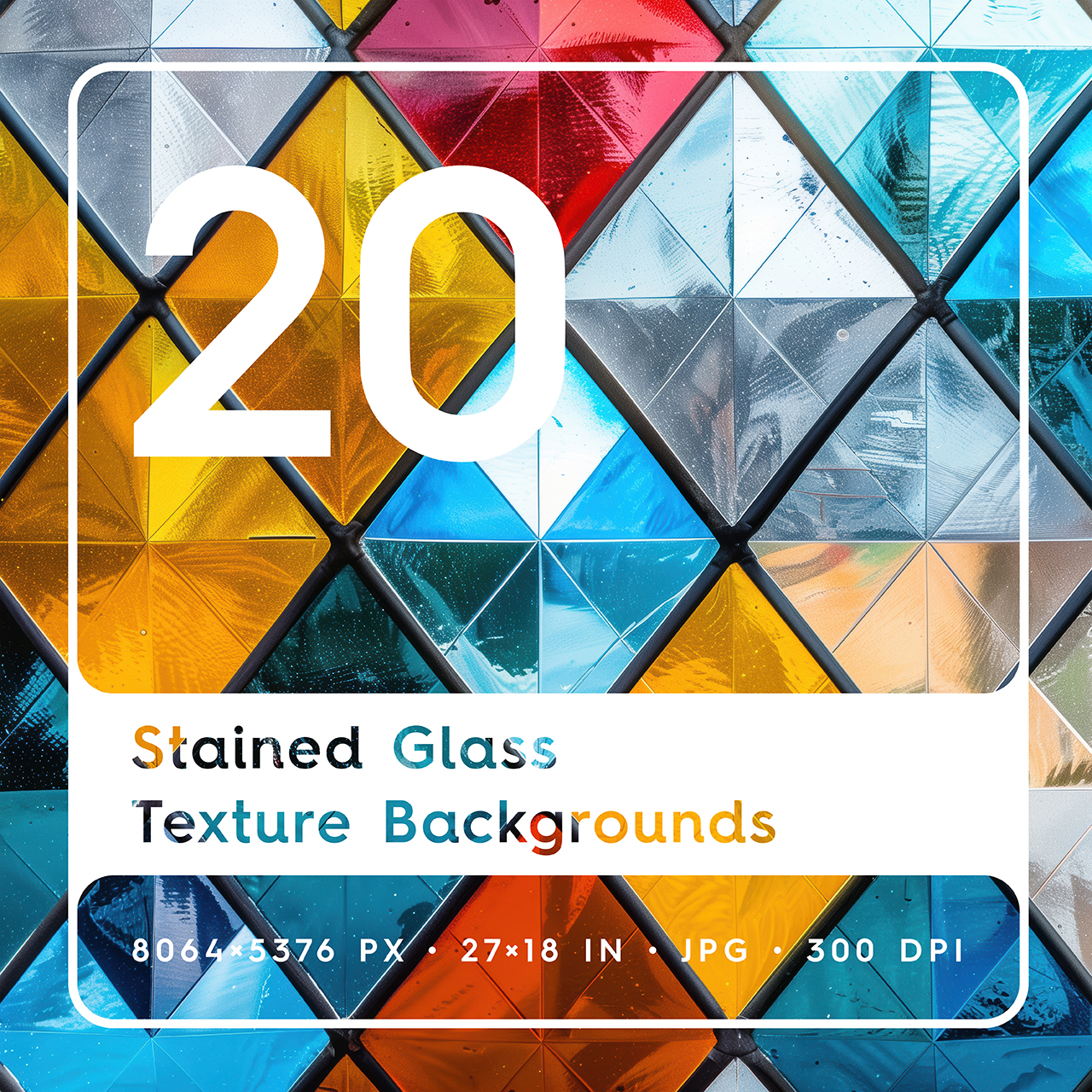 20 Stained Glass Texture Backgrounds Square Cover