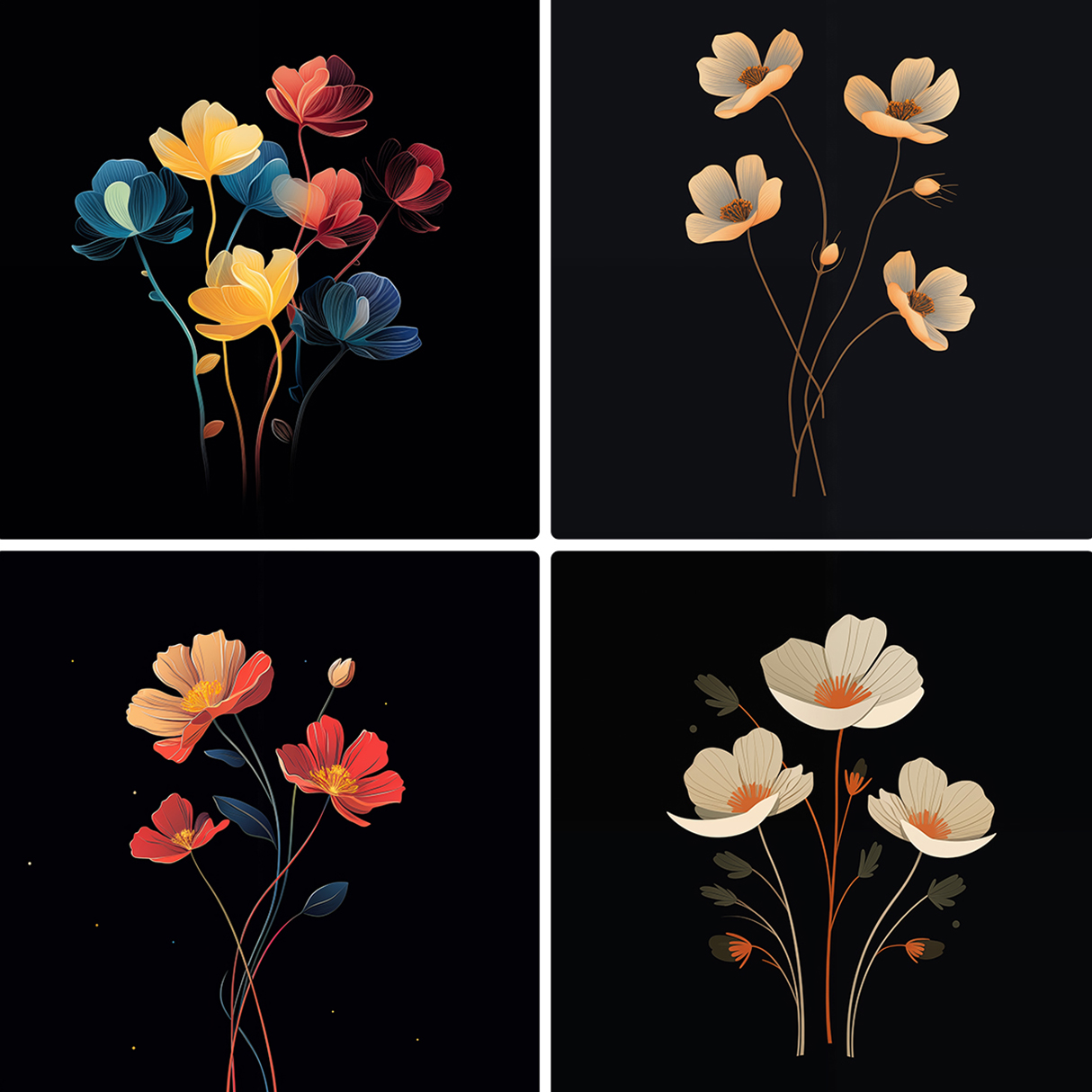 120 Flowers Poster Illustration Backgrounds Samples Preview Part 01