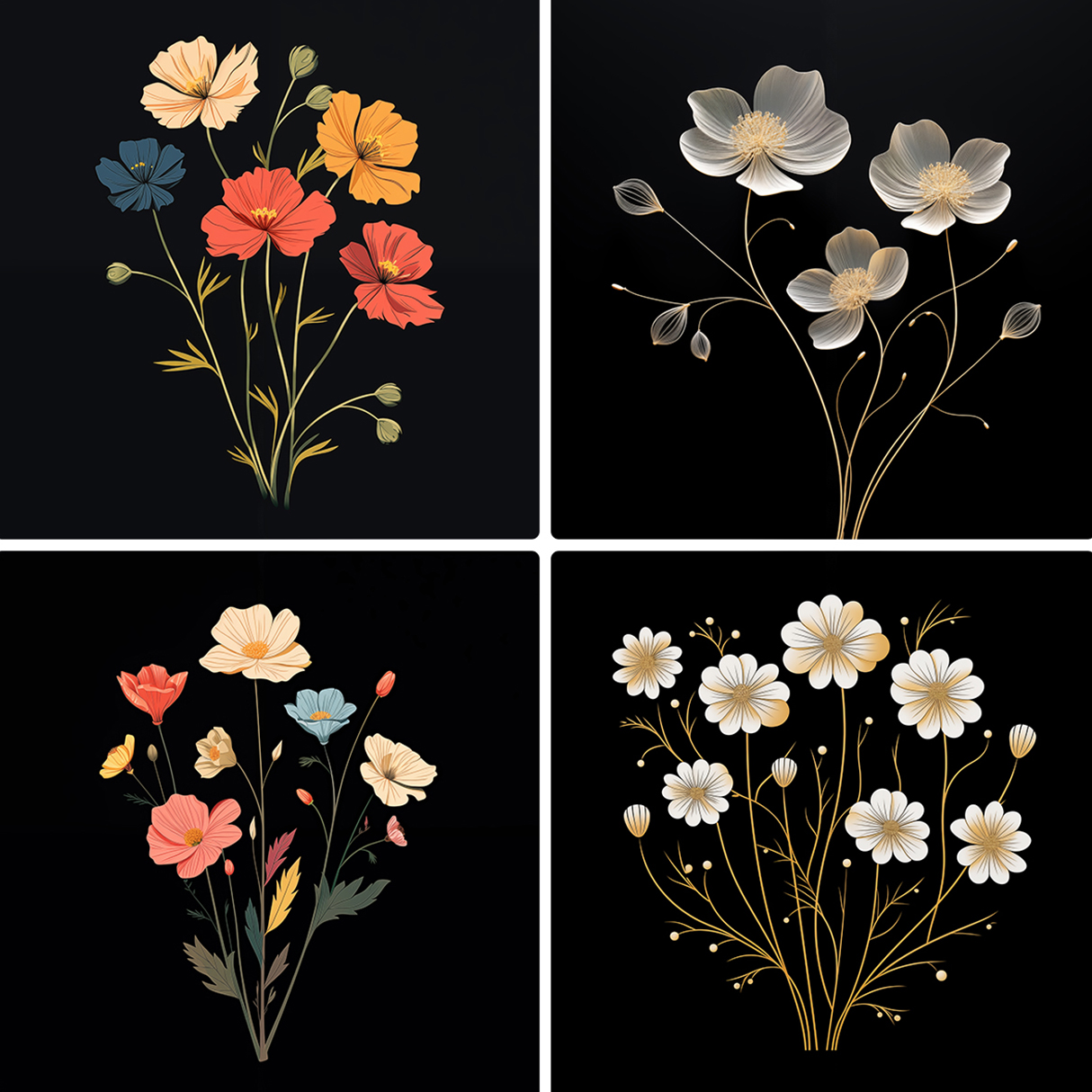 120 Flowers Poster Illustration Backgrounds Samples Preview Part 02