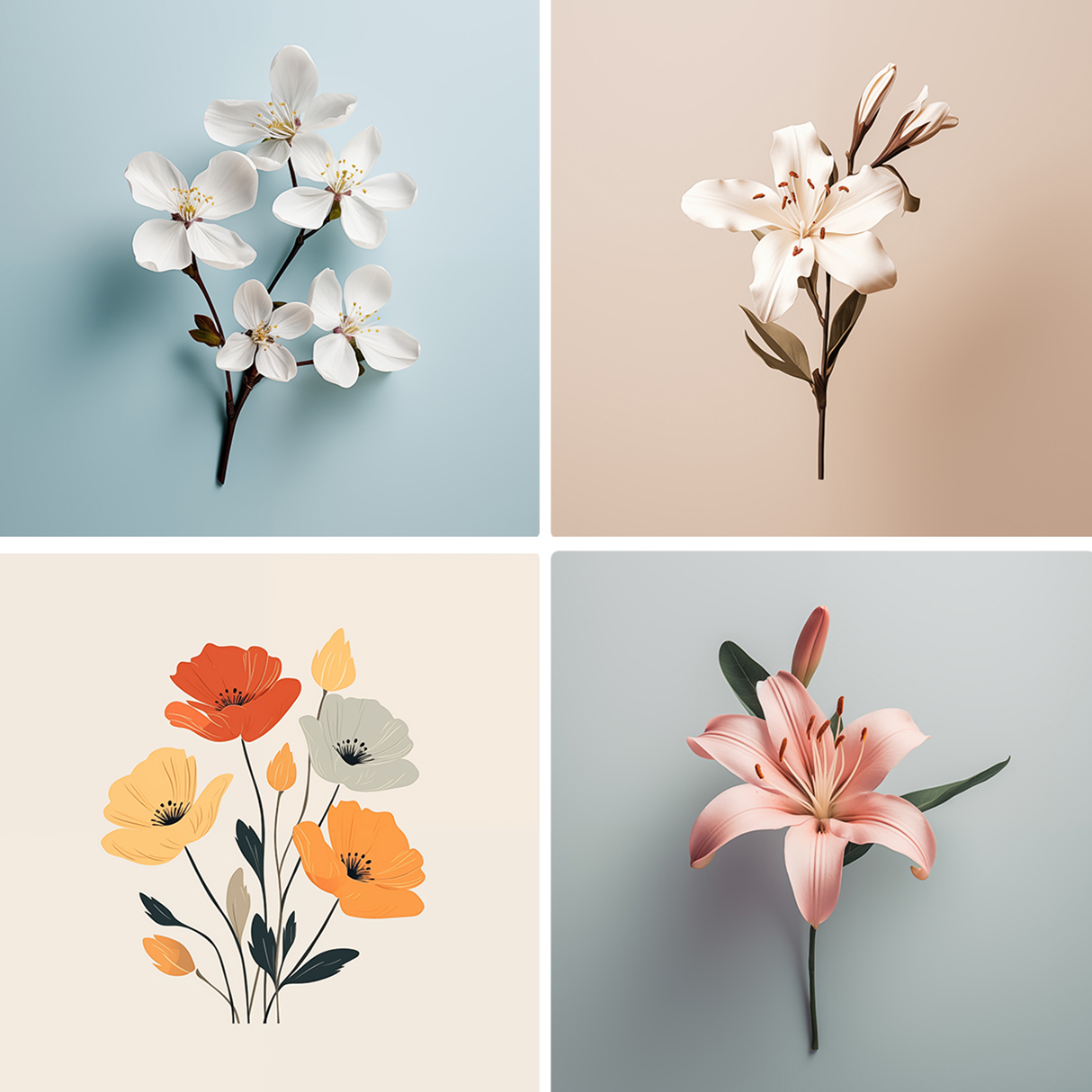 120 Flowers Poster Illustration Backgrounds Samples Preview Part 03