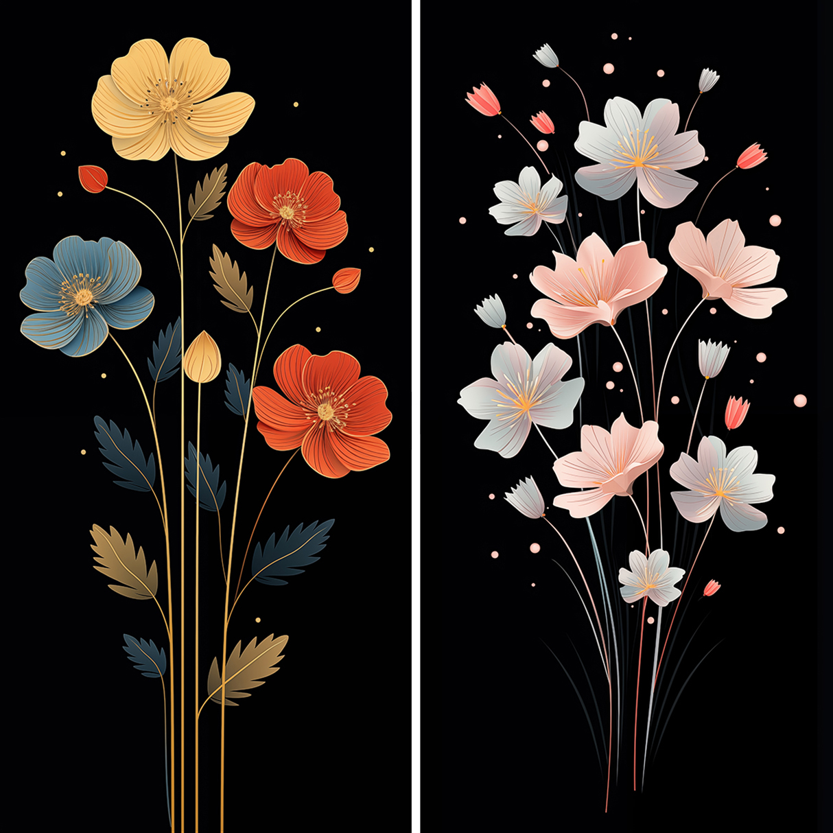 120 Flowers Poster Illustration Backgrounds Samples Preview Part 06